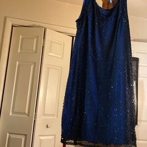 Navy blue dress with embellishments all over fancy formal dress